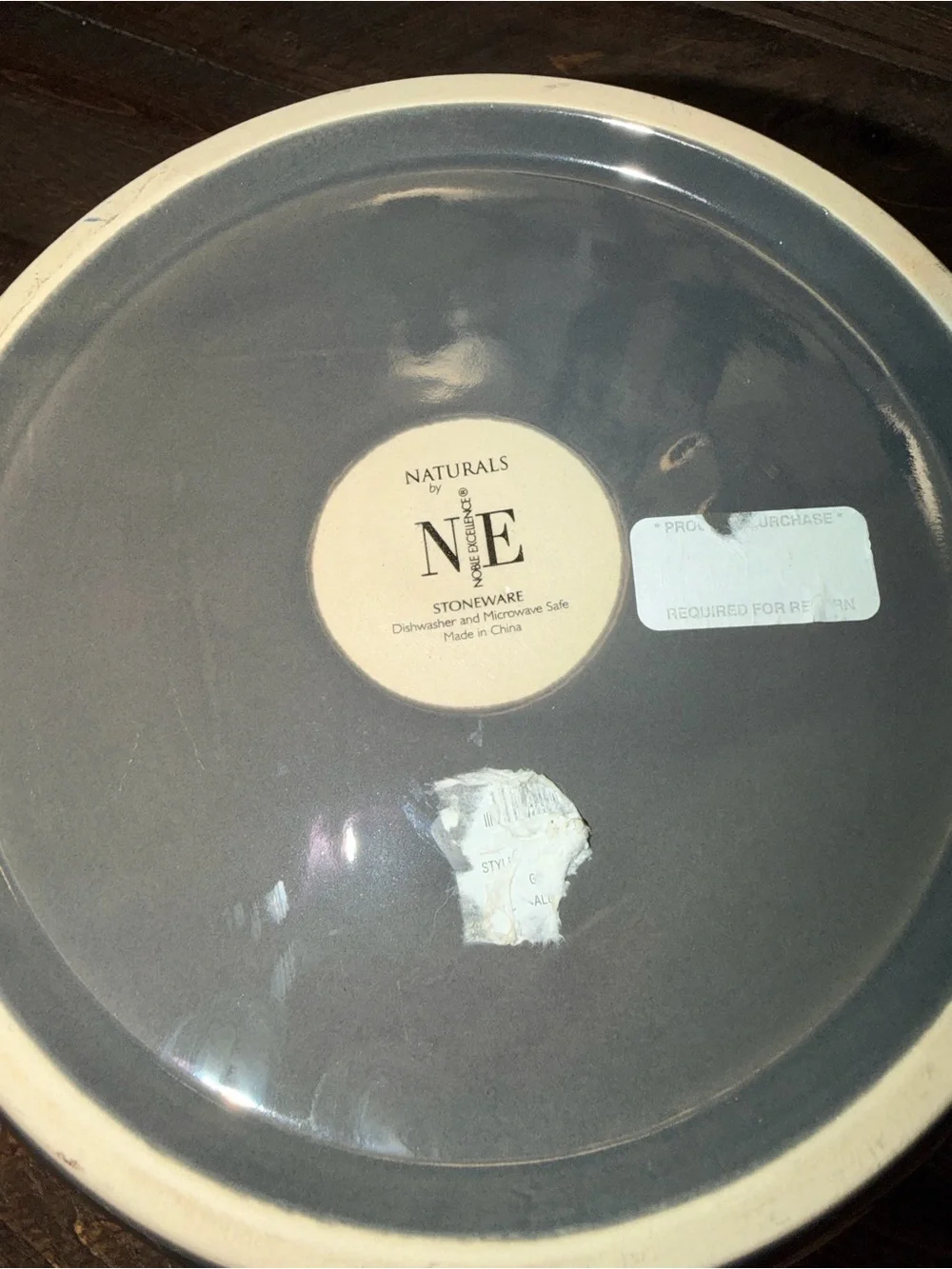 large grey-glazed stoneware bowl Naturals by Noble Excellence collection EUC